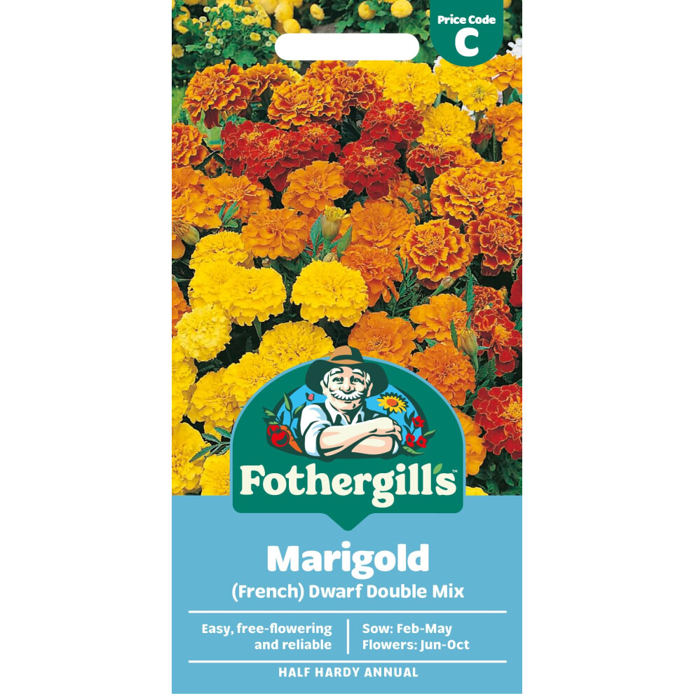 Mr Fothergill's Fothergill's Marigold (French) Dwarf Double Mixed Flower Seeds, 250 Seeds, Sow: Feb-May, Orange/Yellow