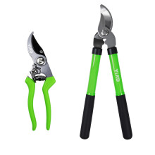 YIAD Garden Secateurs Set - Heavy Duty Bypass Pruning Shears & Lopper, Sharp Steel Blade with Non-Stick Coating, Ergonomic Grip for Roses Plants Shru