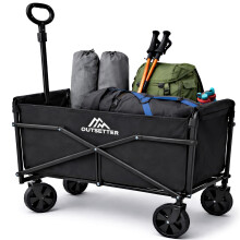 70L Folding Trolley on Wheels, Festival Trolley Cart with Adjustable Handle, Collapsible Foldable Wagon for Camping, Garden, Beach, Shopping, Outdoor