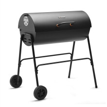 Big Smokey Charcoal Barrel BBQ – Portable Barbecue with Warming Rack, Wheels, La