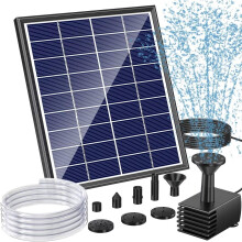 POPOSOAP Solar Bird Bath Fountain Pump, 6W Outdoor Water Fountain with 4ft Tubing & 5 Nozzles, DIY Solar Powered Water Pump for Small Garden, Ponds,
