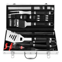 grilljoy 24PCS Stainless Steel BBQ Tool Set with Aluminum Case - Ideal Grill Tool Set Gift for Men Dad Husband - Father’s Day Birthday - Heavy Duty