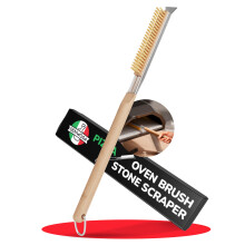 Senwosa Pizza Oven Brush with Stone Scraper 56 cm - Heat Resistant Stainless Steel Bristles, Long Handle, Hanging Loop - Compatible with Ooni Pizza O