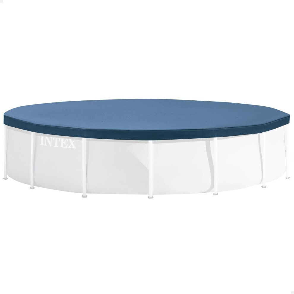 Intex Metal Frame Pool Cover 305Cm / 10Ft, Round Pvc Swimming Pool Cover For Metal Frame Pools, Rope Ties, Drain Holes, 25Cm Overhang, Debris Pr Blue