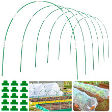 36pcs Garden Hoops for Raised Beds Row Cover Netting-24 Clips, 2.4M Greenhouse Grow Tunnel Support Hoops Garden Netting Hoops, Flexible Fiberglass DI
