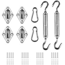 HOMPER Awning Attachment Set, Heavy Duty Sun Shade Sail Stainless Steel Hardware Kit for Garden Triangle and Square, Rectangle, Fixing Accessories (M