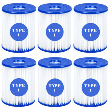 Mallez Size I Filter Cartridge for Pools, Replacement Filter Cartridge for Inflatable Swimming Pool, 3.1 x 3.5 Inch, Pack of 6