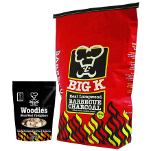 Big K BBQ Grill Charcoal Bulk - Real Lumpwood Charcoal 10kg Bag with 300g Woodie