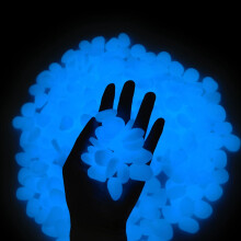 GLOCARNIVAL Glow Pebbles, 300 pcs Blue Glowing Rocks for Outdoor Decor, Garden Lawn Yard, Aquarium, Walkway, Fish Tank, Pathway