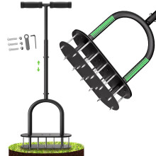 seasky Lawn Aerator Automatic Dirt and Leaf Clean Design,Pre-Assembled 15 Iron Spikes Metal,Soil Lawn Aerating Tools for Yard Lawn and Garden, lawn a
