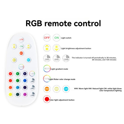 2X Dimmable RGB 3-Color E27 Bulb USB Charging Remote Control Timing Removable Magnetic Bedside Table Lamp