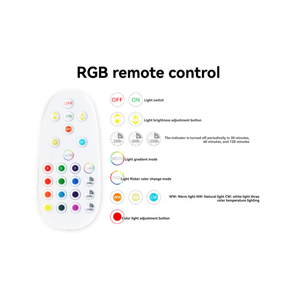 2X Dimmable Rgb 3-Color E27 Bulb Usb Charging Remote Control Timing Removable Magnetic Bedside Table Lamp 6031355955879