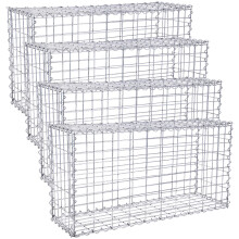 SONGMICS Gabion Baskets, Metal Gabion Cages with 5 x 10 cm Mesh for Stones, Galvanised, Garden Decor Wall Partition, 100 x 50 x 30 cm, Set of 4, Silv