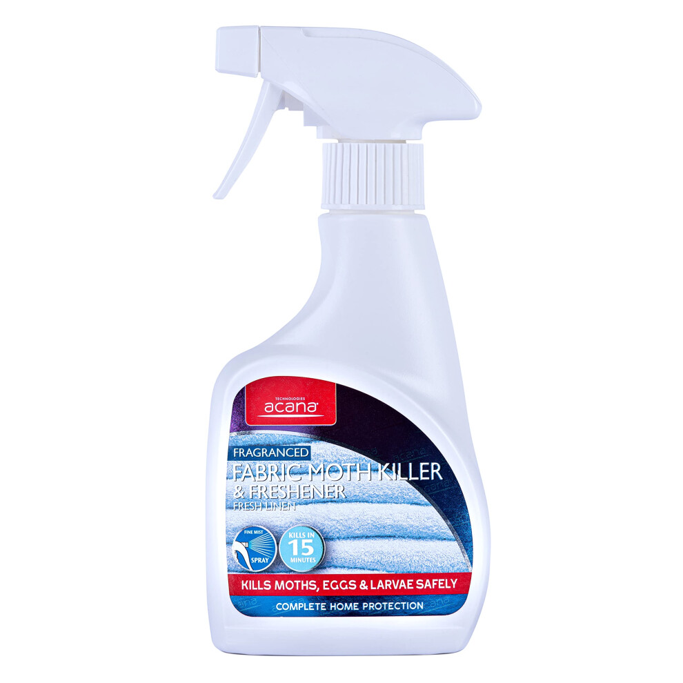 Acana Moth Killer & Freshener, Fresh Linen, 275Ml - Spray Formula, Kills Moths, Eggs & Larvae - Licensed Insecticide - Non-Staining - For Carpets, Cu