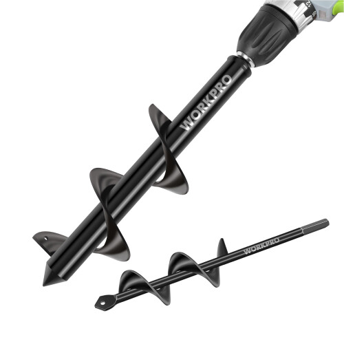 WORKPRO Auger Drill Bit Set with Hex Drive 2-Piece, Garden Post Hole Digger for