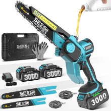 SEESII Mini Chainsaw Cordless 8 Inch & 6 Inch: Electric Battery Powered Chainsaw, Upgraded Brushless Chain Saw with 2pcs 3000mAh,Tool-Free Chain Tens