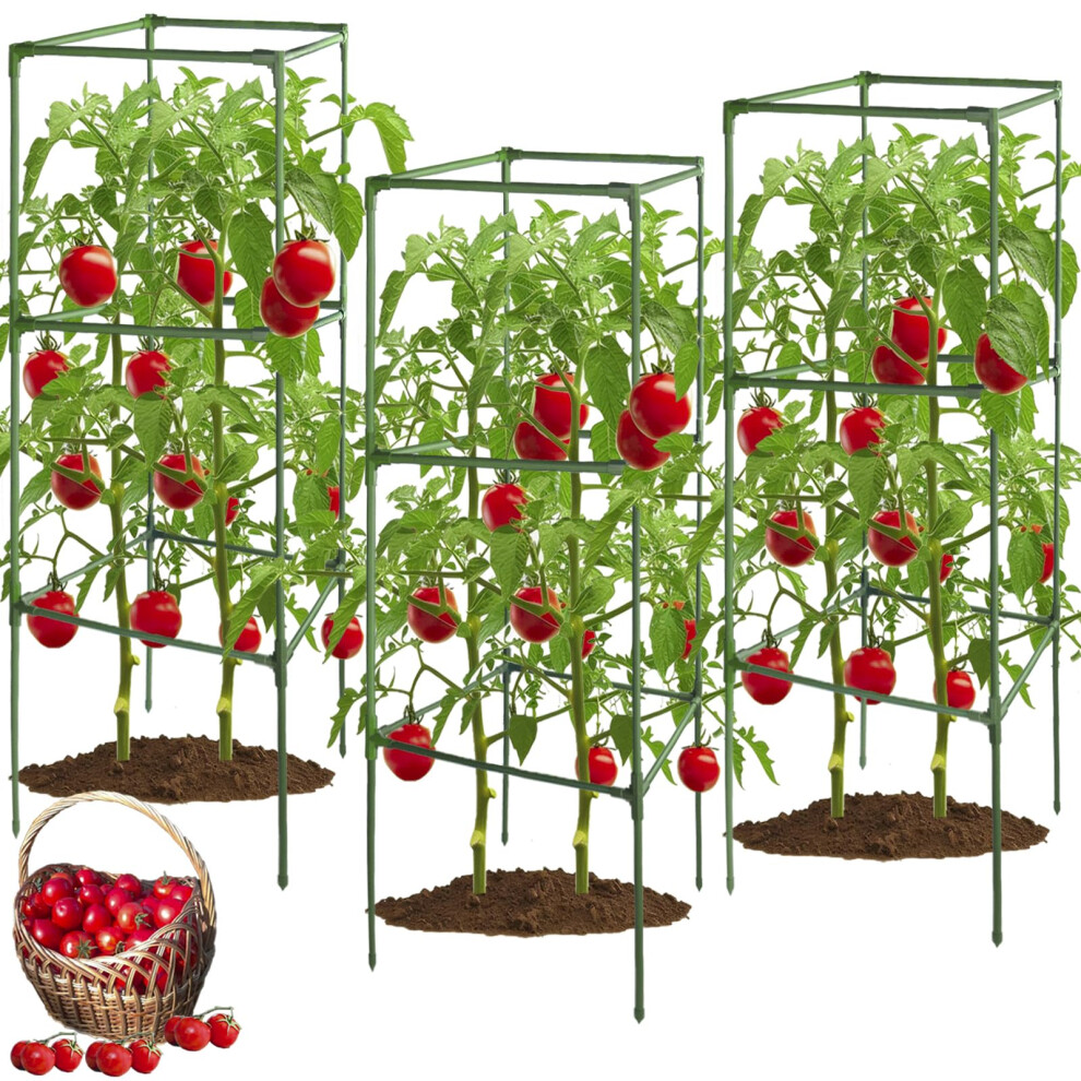 Hznzyhd 3 Pack 120 * 40 * 40Cm Tomato Cages For Garden,Square Tomato Plant Stakes Support Cages Trellis For Climbing Vegetables & Flowers,