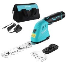 DURATECH 12 V Cordless Hedge Trimmers, 2-in-1 Hedge Trimmer with 2000 mAh Battery Pack, Cordless Grass Trimmer with Charger and Bag, Handheld Hedge T