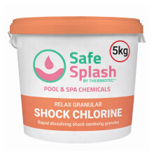 Safe Splash Granular Shock Chlorine 5kg – Fast Acting Pool Shock Treatment Granules for Green & Cloudy Water, Spa & Hot Tub Shock Treatment, Easy Do