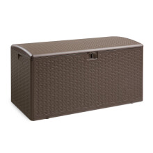 Amazon Basics Garden Storage Box with Lockable Lid, Outdoor Deck Box for Patio Cushions and Gardening Tools, Weather-Resistant, 37