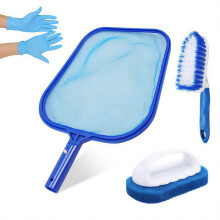 Hot Tub Net for Cleaning Kit Accessories, Swimming Pool Nets for Cleaning, Pool Skimmer Net Clean Kit with Paddling Brush & Scrubber Pad, Fine Mesh S