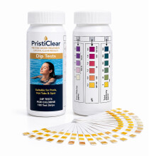 PristiClear Chlorine Pool Test Strips – 100 Water Dip Tests CH0057-TOP for Chlorine, pH & Alkalinity | Fast & Accurate Water Testing for Pools, Hot