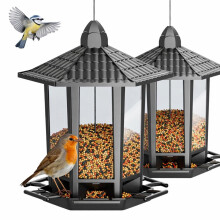 Birdream 2 Pack Bird Feeders for Outdoor Hanging, Retro Pagoda Design Easy-Assembly Bird Feeder, Attracting Wild Garden Birds Robins Blue Tits Great