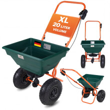 GARDEBRUK 20L Pneumatic Rotary Spreader | Grit Salt | Grass Seed | Adjustable Rate | Autumn Lawn Feed & Rock Salt Dispenser | Durable Design for Pro