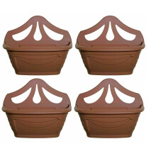 Fence Wall Planter Plant Flower Basket Pot Container Venetian Garden Box Plastic UK (Wall Planter 42 cm Terracotta, 4)