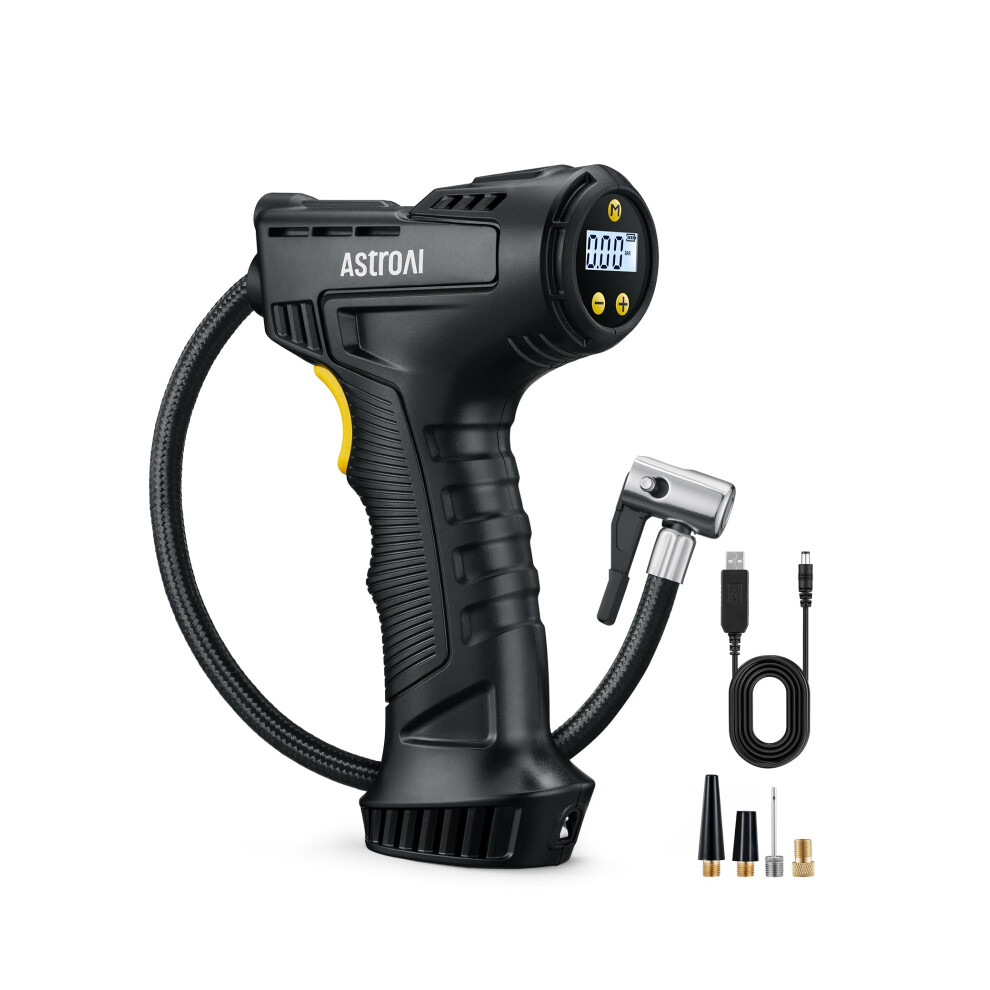Astroai Car Tyre Inflator Air Compressor, Usb Rechargeable Battery Cordless Tyre Inflator, 150Psi Portable Handheld Tyre Pump Digital With Torch And 9511259918387