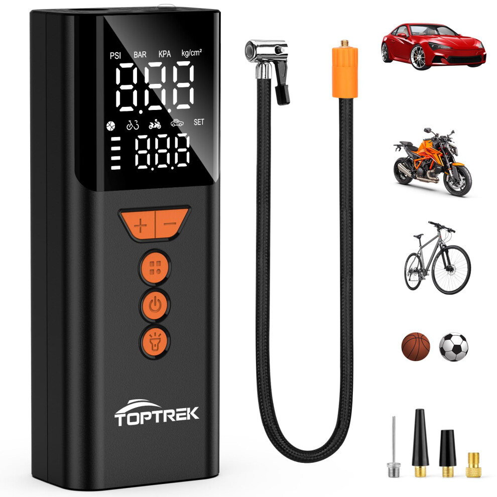 Toptrek Cordless Tyre Inflator Air Compressor, 150 Psi Portable 5000993872610