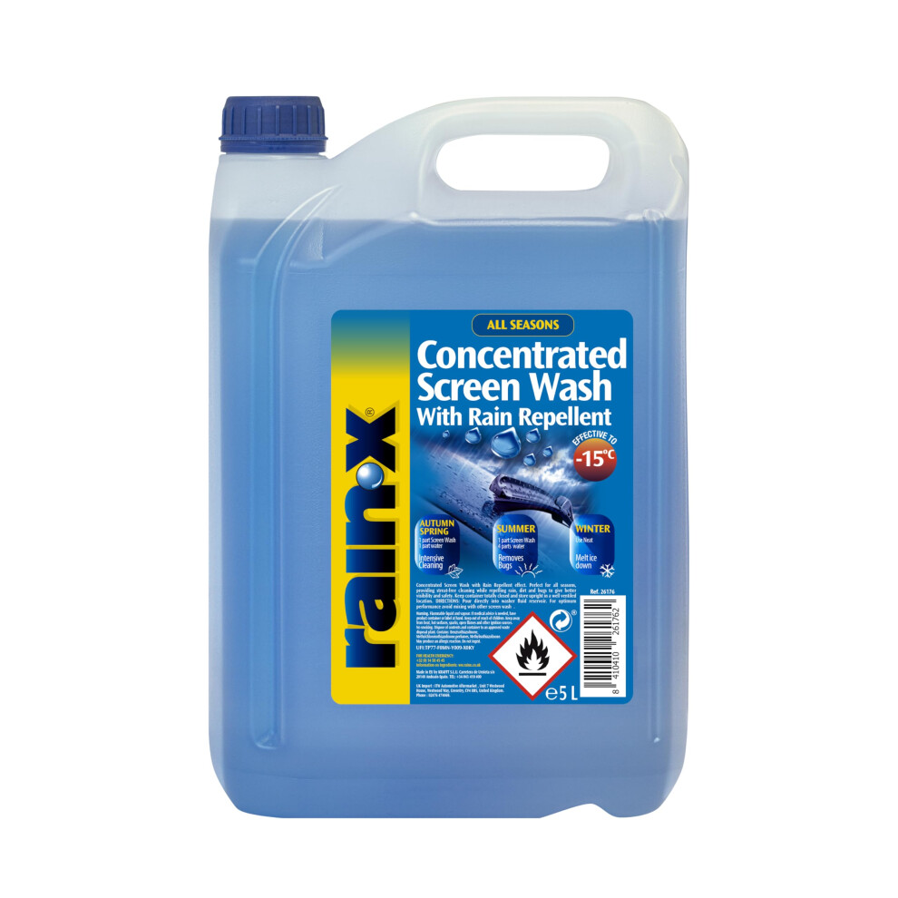 Rain-X Concentrated Screenwash With Rain Repellent - Superior Visibility & Protection For All Seasons - Prevents Freezing Down To -15C - Streak-Free 5005708232192