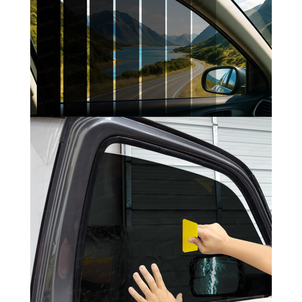 15% Vlt Car Window Tint Solar Film 16M Total (10M + 6M Rolls) X 75Cm Width - Professional Self-Adhesive Auto & Home Glass | Limo Privacy + High Black 6465982192930