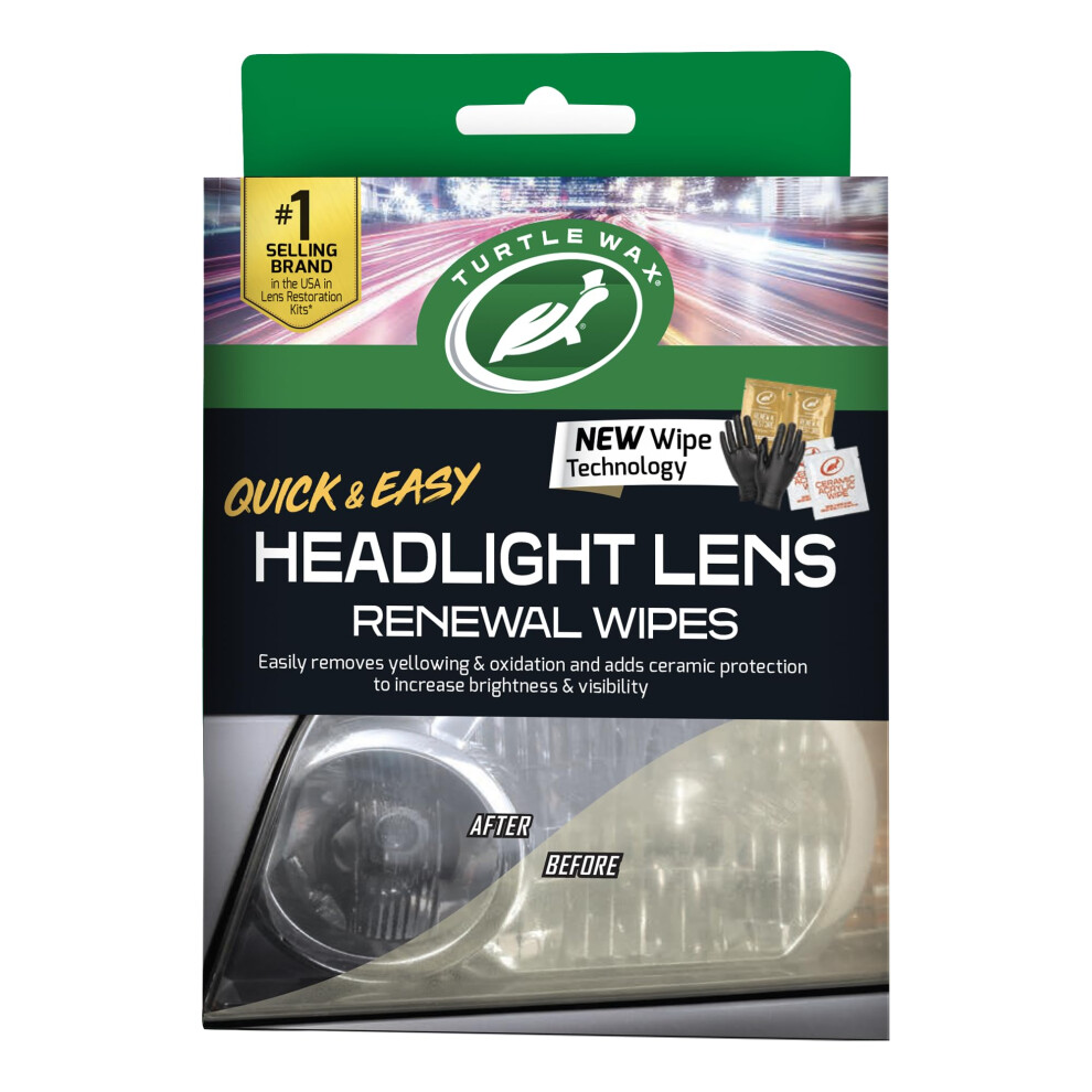 Turtle Wax Car Headlight Restoration Wipes, Removes Oxidation & Yellowing, Restores Clarity, Ceramic Acrylic Uv Protection, Easy No-Tool Headlight Cl 1363344819981