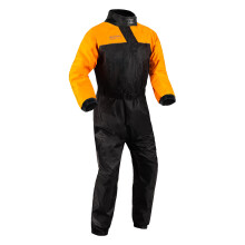 Oxford Rainseal Oversuit | Waterproof Over Suit for Wet Weather Motorcycle Motorbike Rainwear, Black/Orange, 3XL