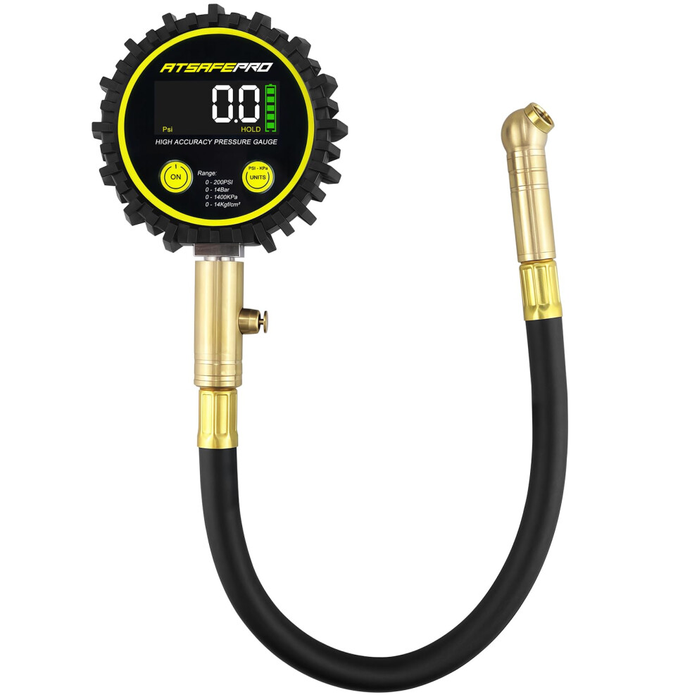 Atsafepro Digital Tyre Pressure Gauge 200 Psi/14 Bar - Ansi B40.1 Certified, Tyres Gauge Colour Lcd, Backlit For Car, Moto, Suv, Truck 9136858889403