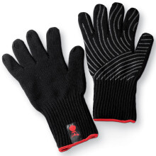 Weber Premium Grill Gloves - Size L/XL, 1 Pair, made of Kevlar blend fabric, Black with Silicone knobs, protection against very high temperatures - B