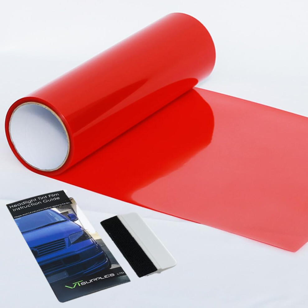 Vt Supplies 30 X 200Cm Smoke Tint Film For Headlights Tail Car + Squeegee Tool Red/Light 7089331662715