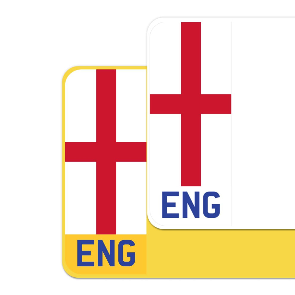 St. George's Cross Flag Car Number Plate Decorative Vinyl Stickers Â Premium Bubble-Free Adhesive Decals Â Eng Set Of 2 (F&R) Â Weatherproof, Ea 7293238194259