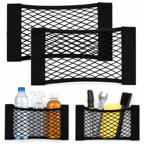 HAKACC 2 Pack Car Boot Organiser, Elastic Mesh Storage Net,
