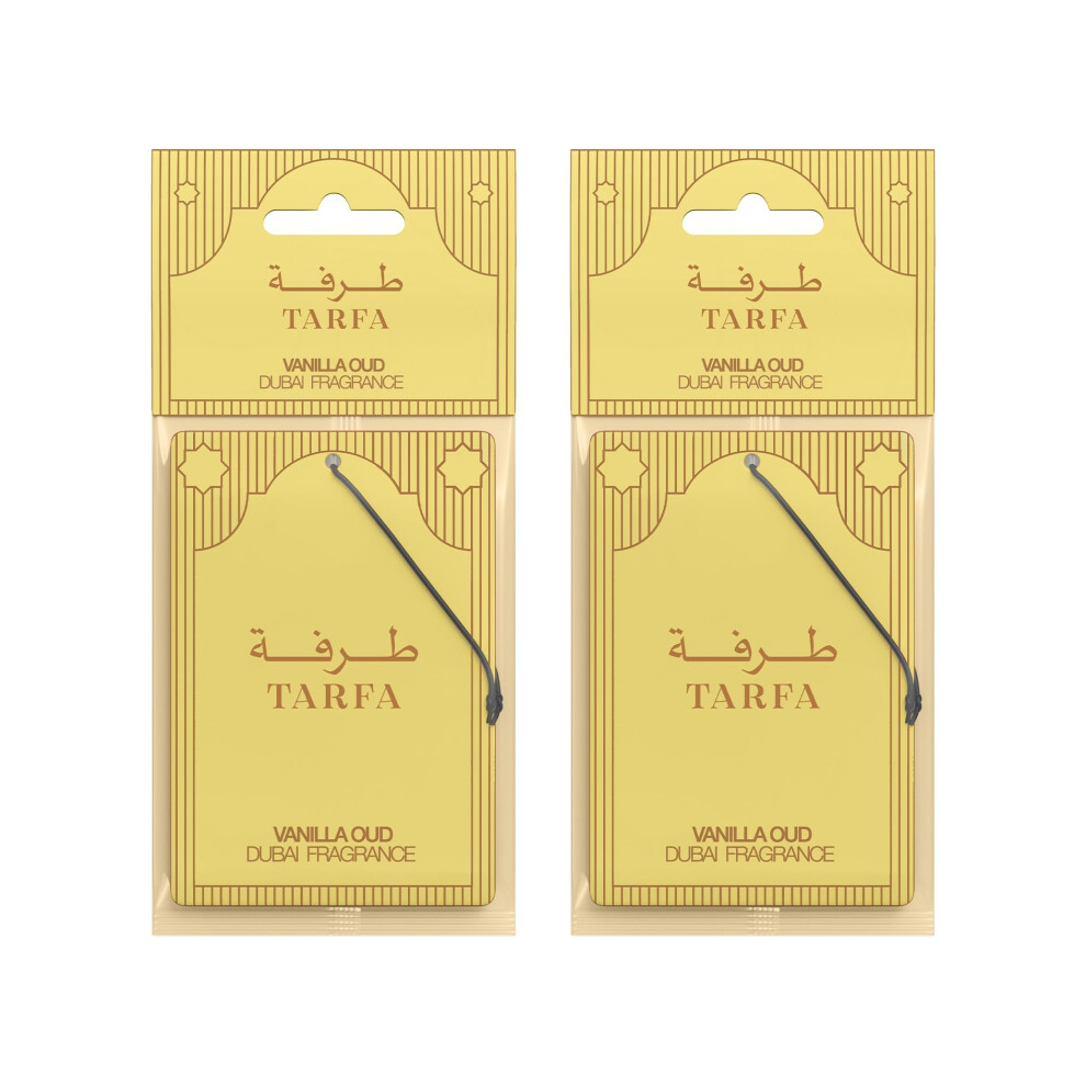 Tarfa Vanilla Oud Car Air Freshener 2 Pack Â Dubai Formulated Oil-Based Carded Car Fresheners | Strong Long-Lasting Luxury Oud Scent | Uk Manufactur 8027935478706