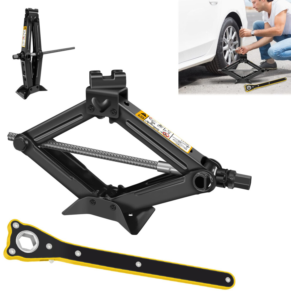 2Ton Scissor Jack For Car With Ratchet - Heavy Duty Steel Rustproof Labor-Saving Scissor Car Jack Floor Lift 11-39Cm Lifting Jack, Wind Up Tools For 1133329553588
