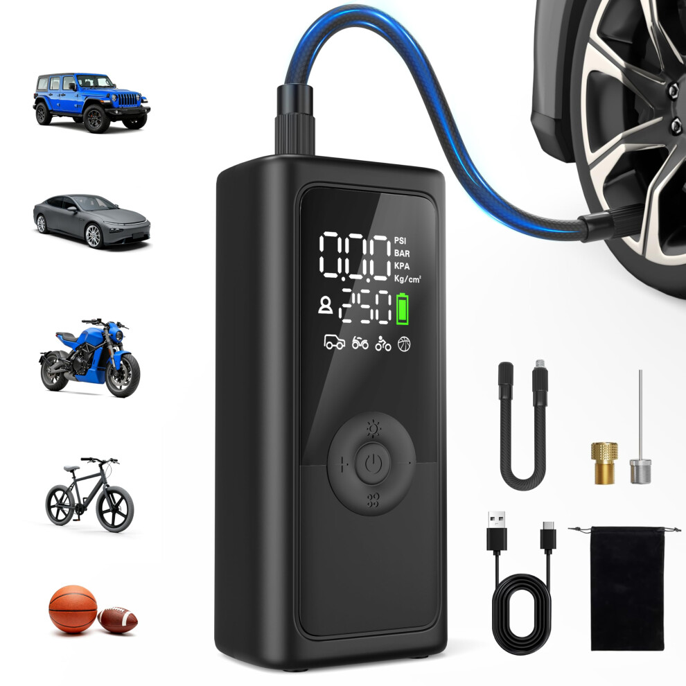 Car Tyre Inflator Air Compressor,150Psi Cordless Bike Pump 5 Modes With 6000Mah 5002588547453