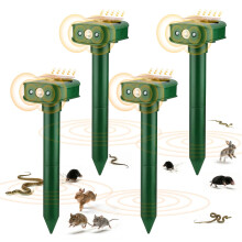 RAYGARD 4 Pack Mole Repellent for Lawns, 20 NEW Vibrating Mouse Repeller Solar with LED Light, IP45 Weatherproof Garden Animal Deterrent for Mice M
