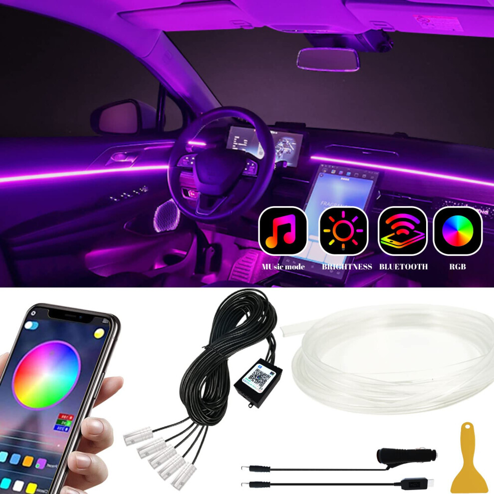 Car Led Interior Strip S App Control Car Dashboard Strips Ambient Ing 5 In 1 With 6M Fiber Optic Rgb 16 Million Colors Sync With Musi Light 4557813130876