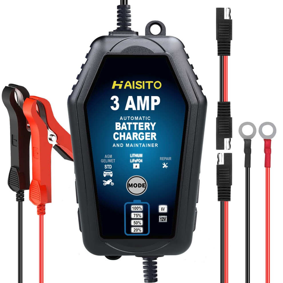 3 Amp 6V/12V Smart Battery Charger Â Automatic Maintainer, Compact Trickle Charger & Desulfator With Overcharge Protection & Temperature Compensatio 8764555278728
