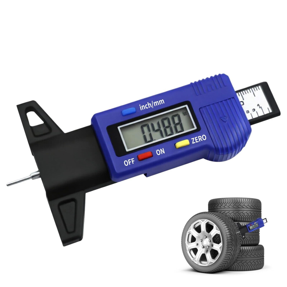 Tyre Tread Depth Gauge Uk, 0-25.4Mm/1Inch Digital Tread Depth Checker Black 5009444639253