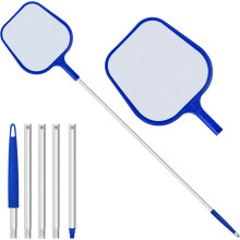 Jsdoin Swimming Pool Skimmer Net, Adjustable 5 Connecting 48Inch Aluminium Telescopic Pole, Pond Nets for Cleaning, Fine Mesh Leaf Skimmer Netting fo