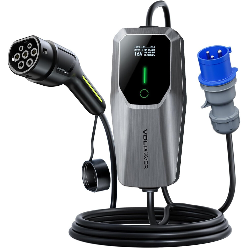 Vdlpowereu Ev Charger 7Kw, 6A/8A/10A/13A/16A/20A/24A/32A Variable, Home Ev Charger Cable,5M Single Phase Ev Charger Type 2, With Cee 3 Pin Charger Wi 8359644804027