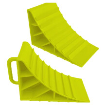 HowseHold Wheel Chocks With Handles Set of 2 Tyre Saver Brake Stoppers Ridged Wedges for Cars Caravan Horsebox Motorhome (2 Yellow Wheel Chocks)